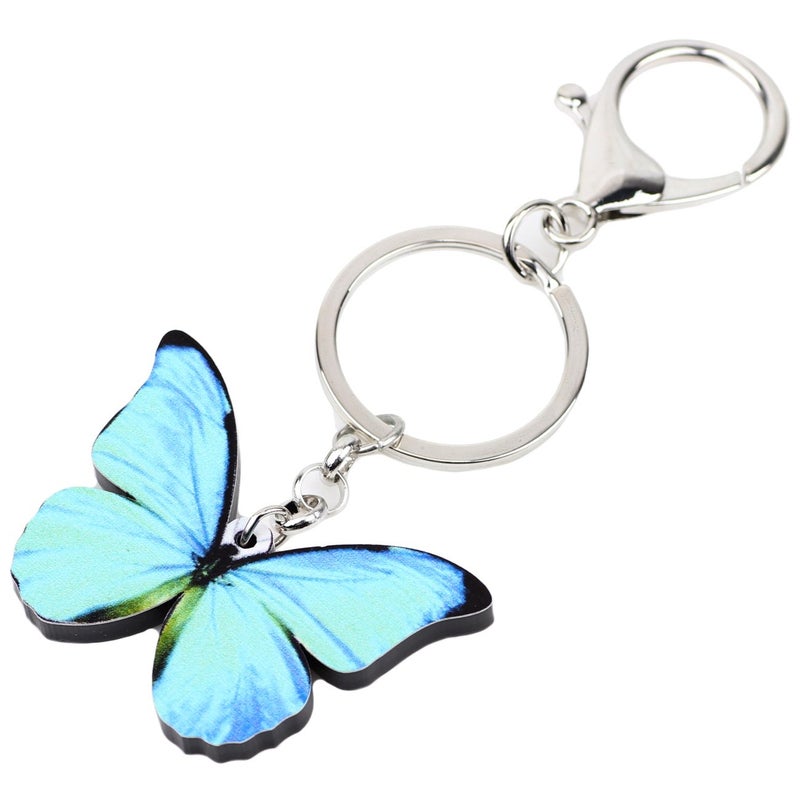 BONSNY Morpho Menelaus Butterfly Key Chains for Women Car Purse Bag Rings Pendant Charms (Blue) - Image 3